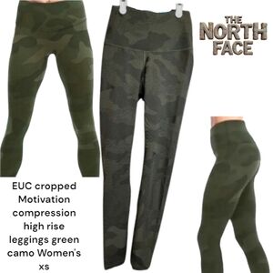 The North Face Motivation compression high rise leggings green camo Women's xs